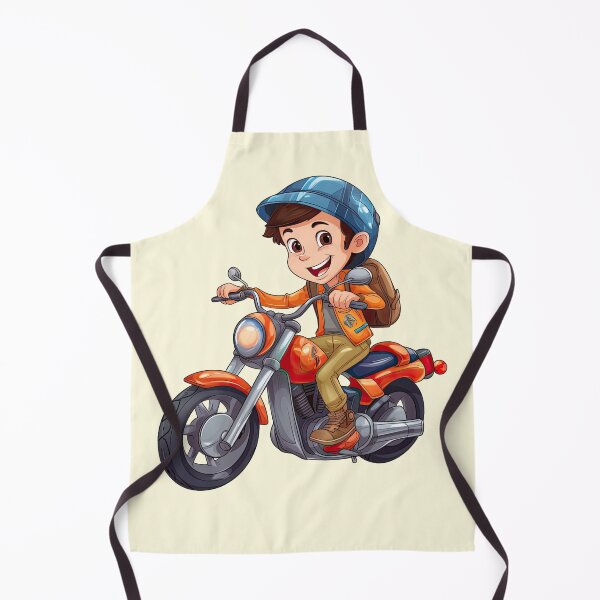Item preview, Teenage Boy Riding an Orange Motorcycle (off white like background) designed and sold by TheTrendsDesk.