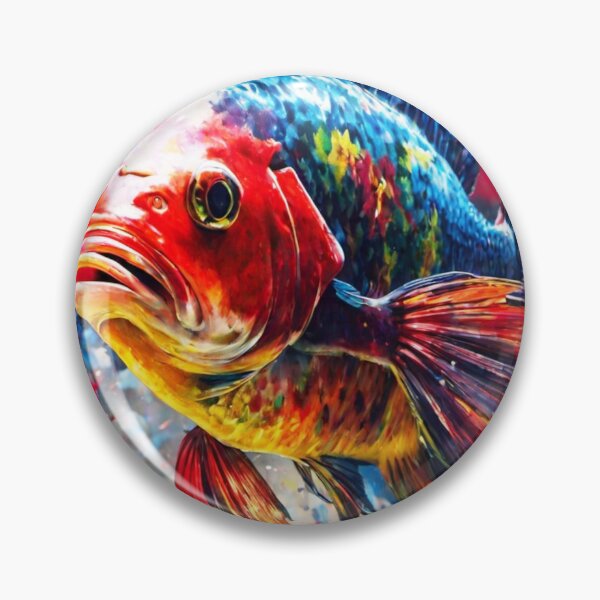 Item preview, The vibrant hues of the Siamese Cichlid fish burst forth in a color splash, creating a mesmerizing aquatic artwork that captures the essence of underwater beauty. designed and sold by Best-Art-32.