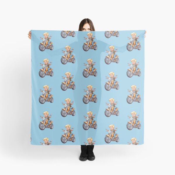 Item preview, Young Teenage Boy Riding a Silver Motorcycle (light blue background) designed and sold by TheTrendsDesk.