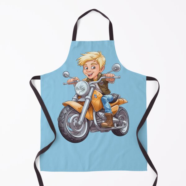 Item preview, Young Teenage Boy Riding a Silver Motorcycle (light blue background) designed and sold by TheTrendsDesk.