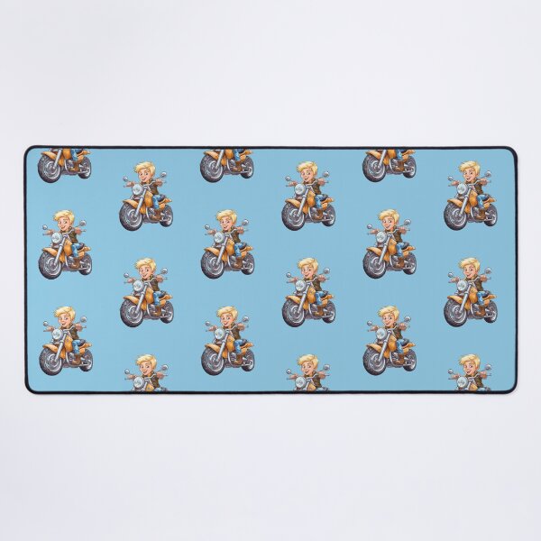 Item preview, Young Teenage Boy Riding a Silver Motorcycle (light blue background) designed and sold by TheTrendsDesk.