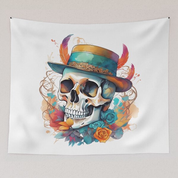 Artikelvorschau, Skull design, Multicolor watercolor skull pattern entworfen und verkauft von oyonni design.
