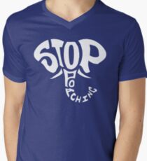 Stop Poaching Elephant: White Men's V-Neck T-Shirt