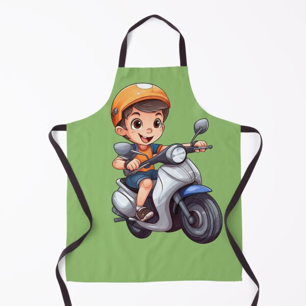 Item preview, Young Teenage Boy Riding a Silver Motorcycle (green background) designed and sold by TheTrendsDesk.