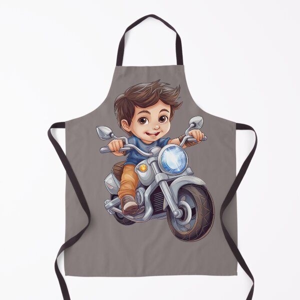 Item preview, Young Teenage Boy Riding a Silver Motorcycle (white background) designed and sold by TheTrendsDesk.