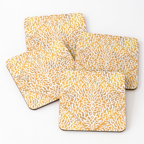 Item preview, warm yellow watercolor coral reef pattern- Frutti di mare collection - abstract texture designed and sold by RenattaZare.
