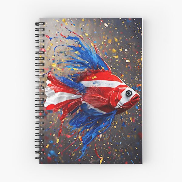 Item preview, The artwork beautifully captures the vibrant hues of a Siamese Fighting Fish in a mesmerizing color splash, turning the aquatic world into a palette of vivid blues, fiery reds, and iridescent greens. designed and sold by Best-Art-32.