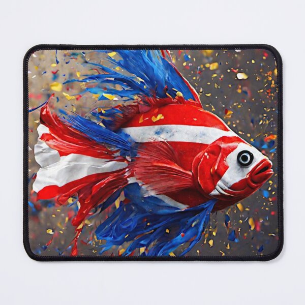 Item preview, The artwork beautifully captures the vibrant hues of a Siamese Fighting Fish in a mesmerizing color splash, turning the aquatic world into a palette of vivid blues, fiery reds, and iridescent greens. designed and sold by Best-Art-32.