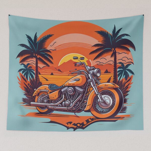 Item preview, Motorcycle illustration, landscape designed and sold by jsebouvi.