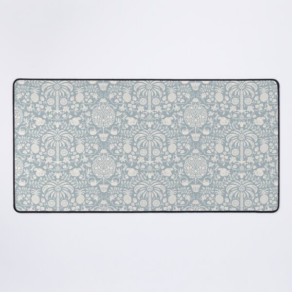 Item preview, orange tree and palm garden damask blush on dusty blue | repeat pattern designed and sold by colorofmagic.