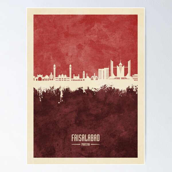 Item preview, Faisalabad Pakistan Skyline designed and sold by ArtPrints.