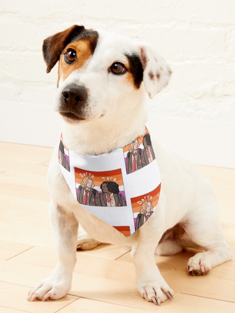 Thumbnail 1 of 6, Pet Bandana, Heartstopper Darcy And Tara With Lesbian Pride Flag designed and sold by forbetterworld.