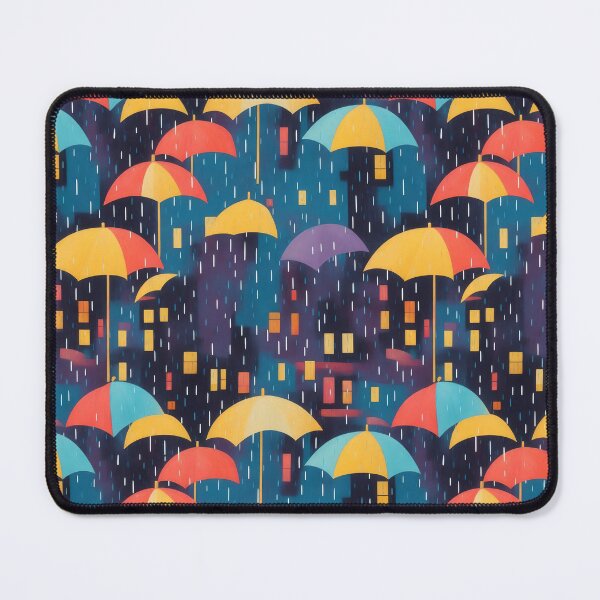 Item preview, Cityscape in rainy evening, colorful umbrellas designed and sold by CoolPixels.