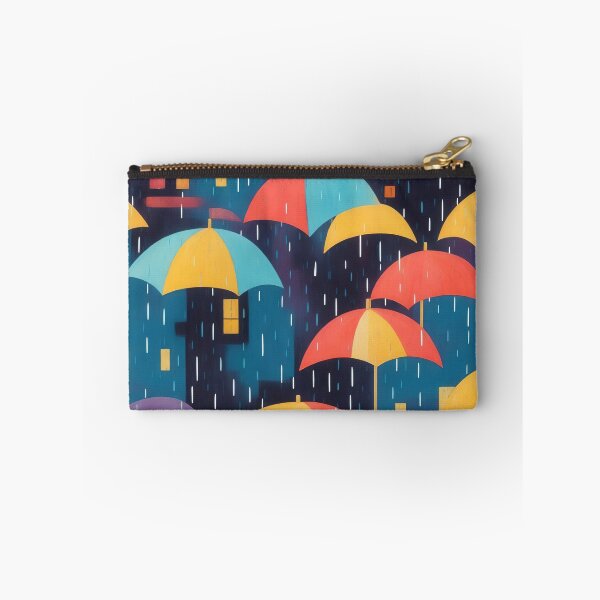 Item preview, Cityscape in rainy evening, colorful umbrellas designed and sold by CoolPixels.
