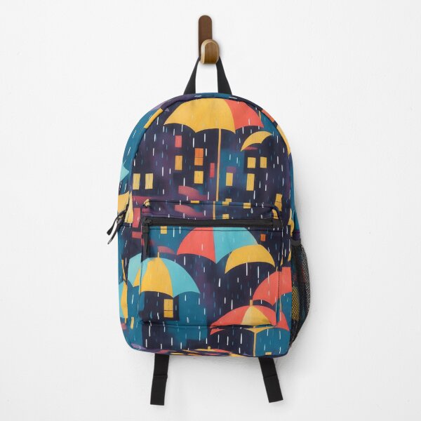 Item preview, Cityscape in rainy evening, colorful umbrellas designed and sold by CoolPixels.