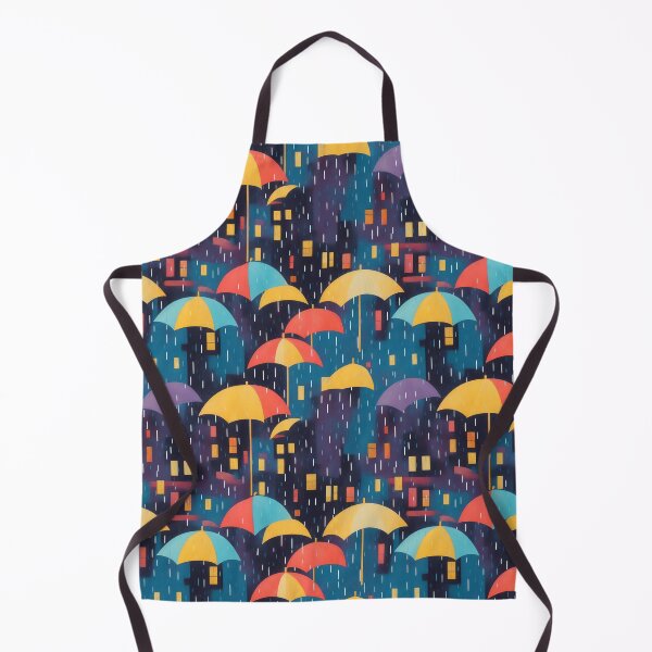 Item preview, Cityscape in rainy evening, colorful umbrellas designed and sold by CoolPixels.