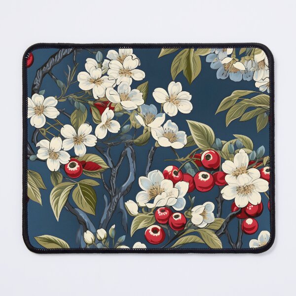 Item preview, Delicate White Apple Blossoms, symbolizing the tree's previous stages of growth, are incorporated in the painting along with harvest-ready apples—Early Fall Colors, Autumn Design, Seamless Pattern designed and sold by ignasirus.