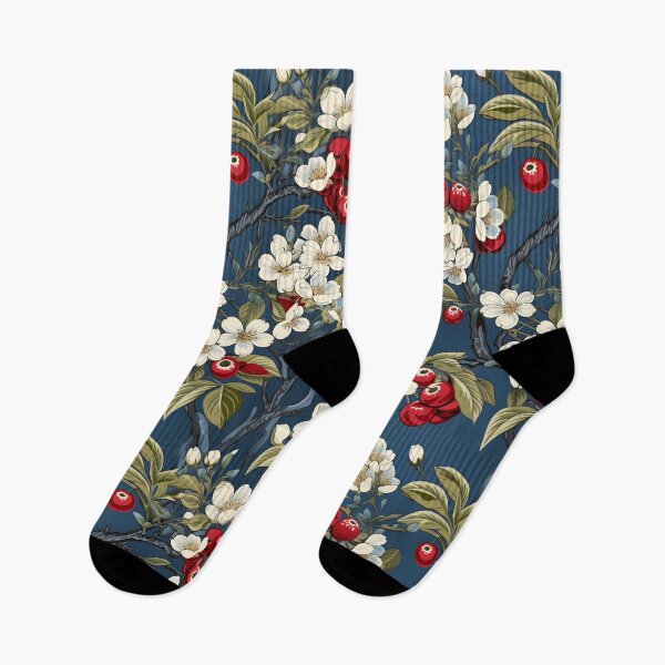 Item preview, Delicate White Apple Blossoms, symbolizing the tree's previous stages of growth, are incorporated in the painting along with harvest-ready apples—Early Fall Colors, Autumn Design, Seamless Pattern designed and sold by ignasirus.