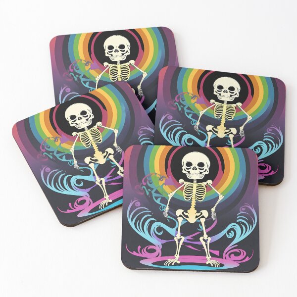 Item preview, Dancing skeleton rainbow colors designed and sold by TaevasDesign.
