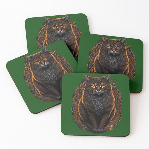 Item preview, Majestic Brown Cat (Dark Green) designed and sold by AmaziaCo.