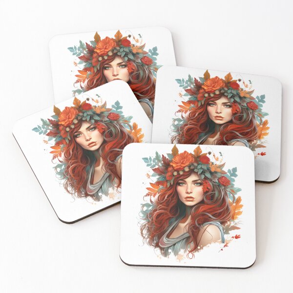 Item preview, Nature outumn girl with colorfull leaves designed and sold by naatala.