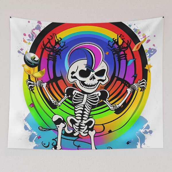 Item preview, Dancing skeleton rainbow colors designed and sold by TaevasDesign.