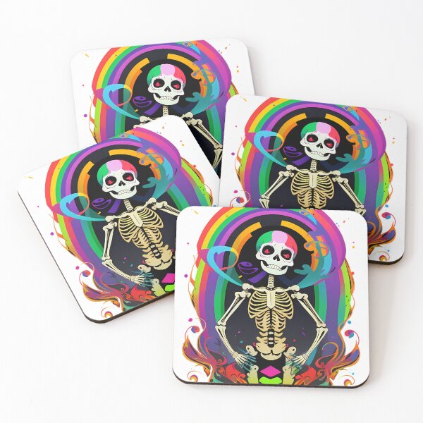 Item preview, Dancing skeleton rainbow colors designed and sold by TaevasDesign.