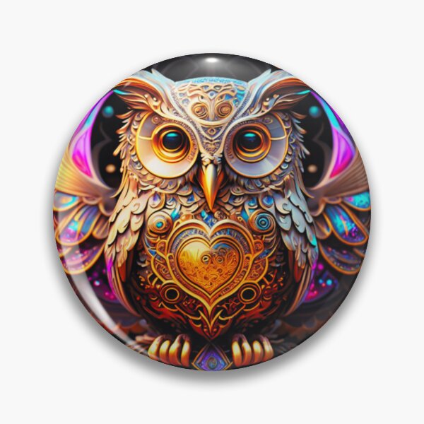 Item preview, Owl motif in gold, silver and turquoise metal design. designed and sold by run-rotee.
