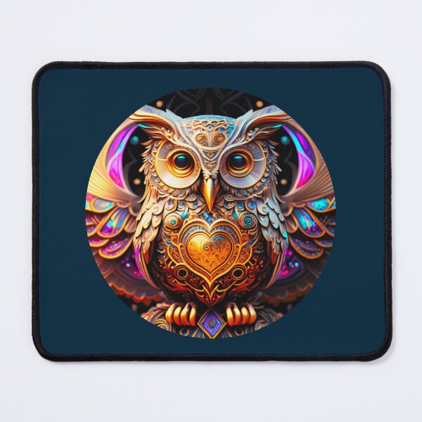 Item preview, Owl motif in gold, silver and turquoise metal design. designed and sold by run-rotee.