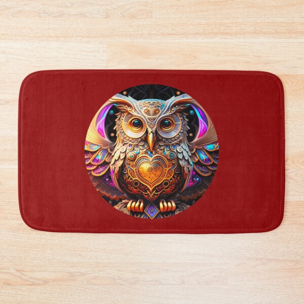 Item preview, Owl motif in gold, silver and turquoise metal design. designed and sold by run-rotee.