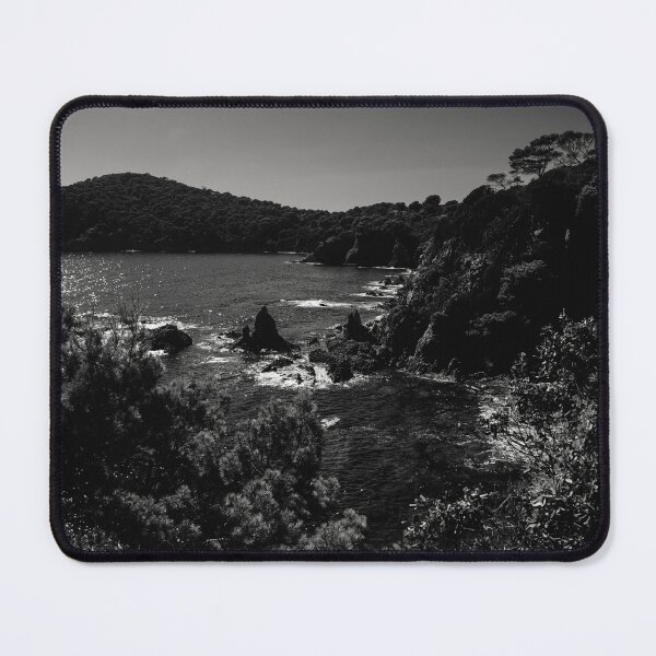 Item preview, Coastal Beauty: Majestic Mountains, Clear Skies, and Tranquil Waters in black and white designed and sold by FotoMahieu.