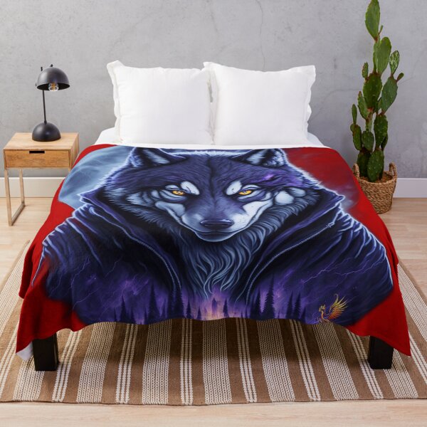 Item preview, Great Wolf Wearing Cool Jacket (Red) designed and sold by AmaziaCo.
