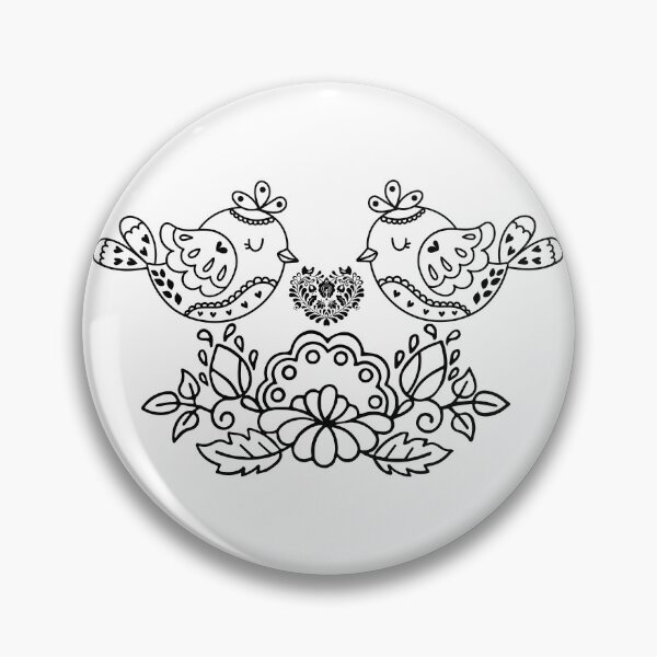 Item preview, Kalocsai folk art flowers and birds Black designed and sold by Kormix.