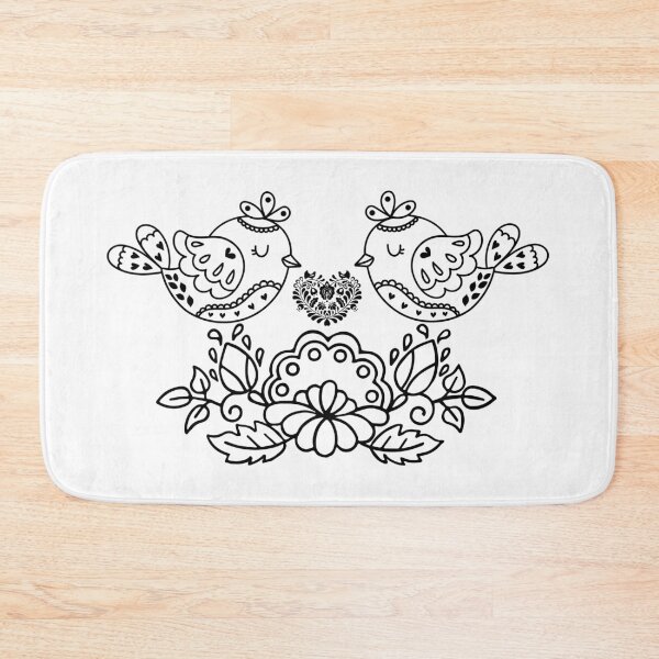 Item preview, Kalocsai folk art flowers and birds Black designed and sold by Kormix.