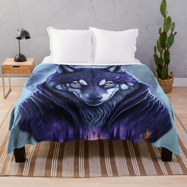 Item preview, Great Wolf Wearing Cool Jacket (Light Blue) designed and sold by AmaziaCo.