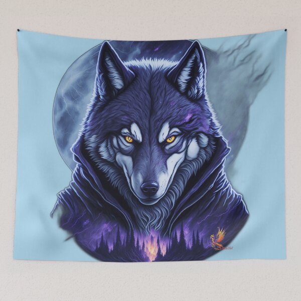 Item preview, Great Wolf Wearing Cool Jacket (Light Blue) designed and sold by AmaziaCo.