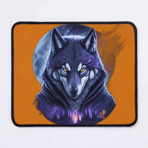 Item preview, Great Wolf Wearing Cool Jacket (Orange) designed and sold by AmaziaCo.