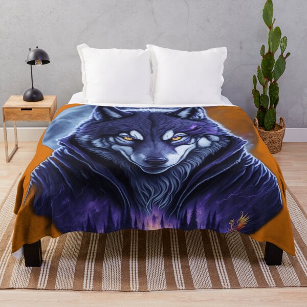Item preview, Great Wolf Wearing Cool Jacket (Orange) designed and sold by AmaziaCo.