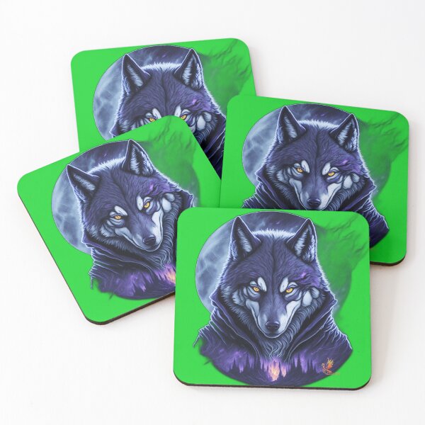 Item preview, Great Wolf Wearing Cool Jacket (Green) designed and sold by AmaziaCo.