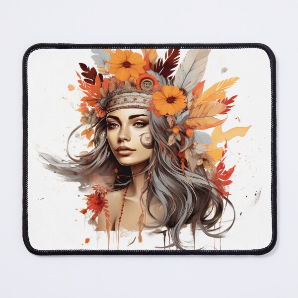 Item preview, Nature outumn girl with leaves and flowers designed and sold by naatala.