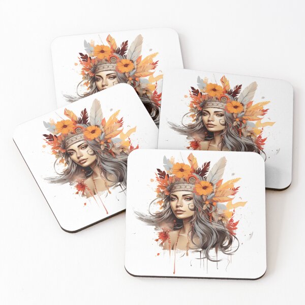 Item preview, Nature outumn girl with leaves and flowers designed and sold by naatala.