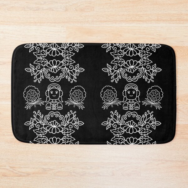 Item preview, Kalocsai folk art white flowers with hungarian woman designed and sold by Kormix.