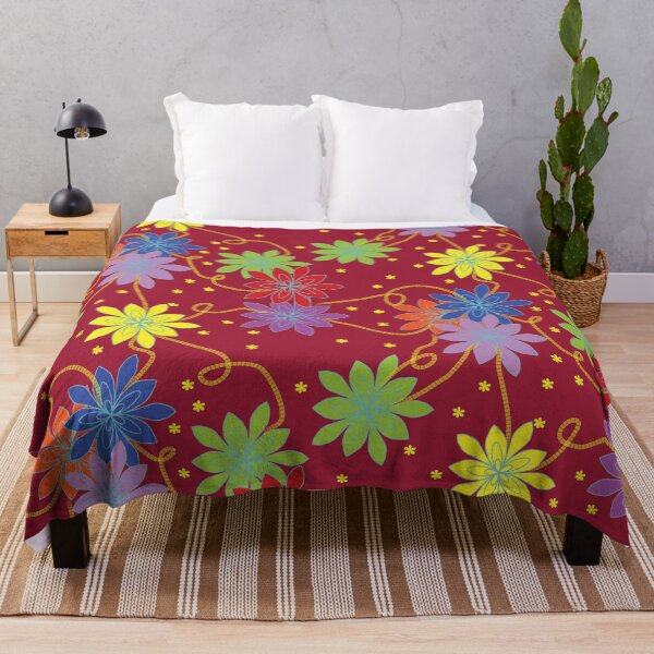 Item preview, Flowers and Swirls with Dark Red Background - Autumn/Winter Range designed and sold by Aureusglow.