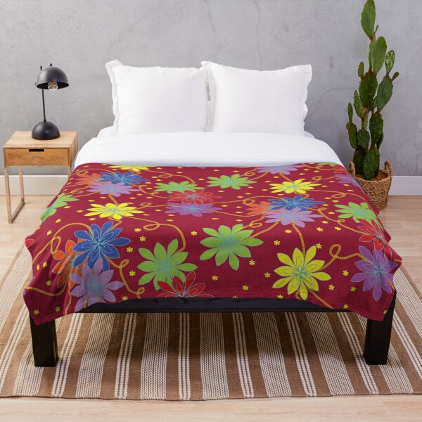 Item preview, Flowers and Swirls with Dark Red Background - Autumn/Winter Range designed and sold by Aureusglow.