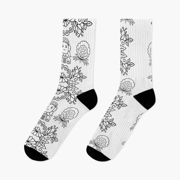 Item preview, Kalocsai folk art black flowers with hungarian woman designed and sold by Kormix.
