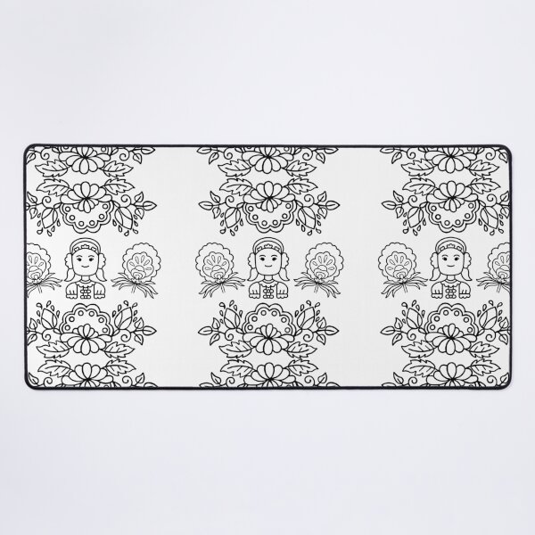 Item preview, Kalocsai folk art black flowers with hungarian woman designed and sold by Kormix.