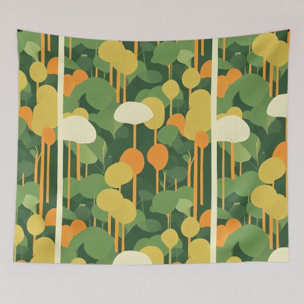 Item preview, Shinrin yoku, simple lines, green and orange designed and sold by CoolPixels.