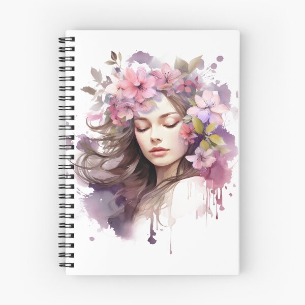 Item preview, Nature spring women with leaves and pink flowers designed and sold by naatala.