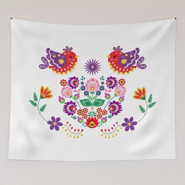 Item preview, Kalocsai folk art flowers and birds Colorful designed and sold by Kormix.