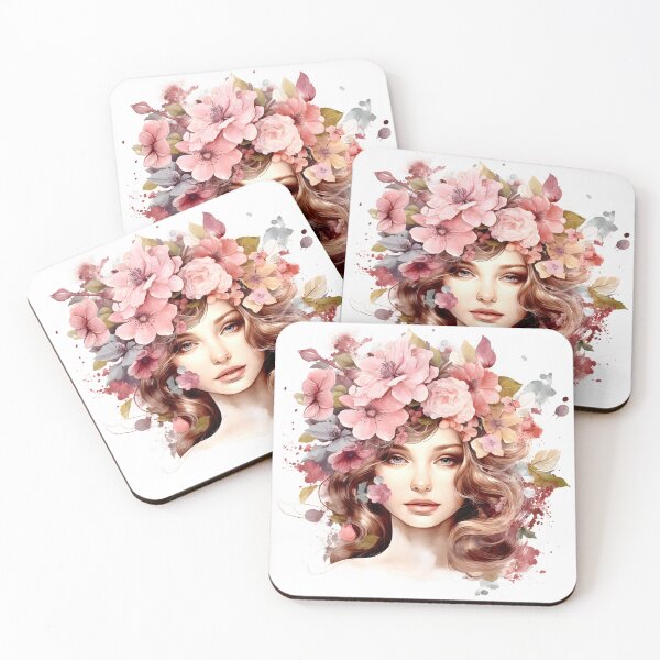Item preview, Nature spring women with leaves and flowers designed and sold by naatala.